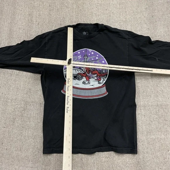 Toronto Raptors OVO Christmas long sleeve shirt mens Large Black Owl globe - Picture 8 of 11